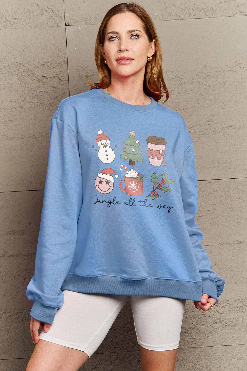 Simply Love Full Size JINGLE ALL THE WAY Long Sleeve Sweatshirt 