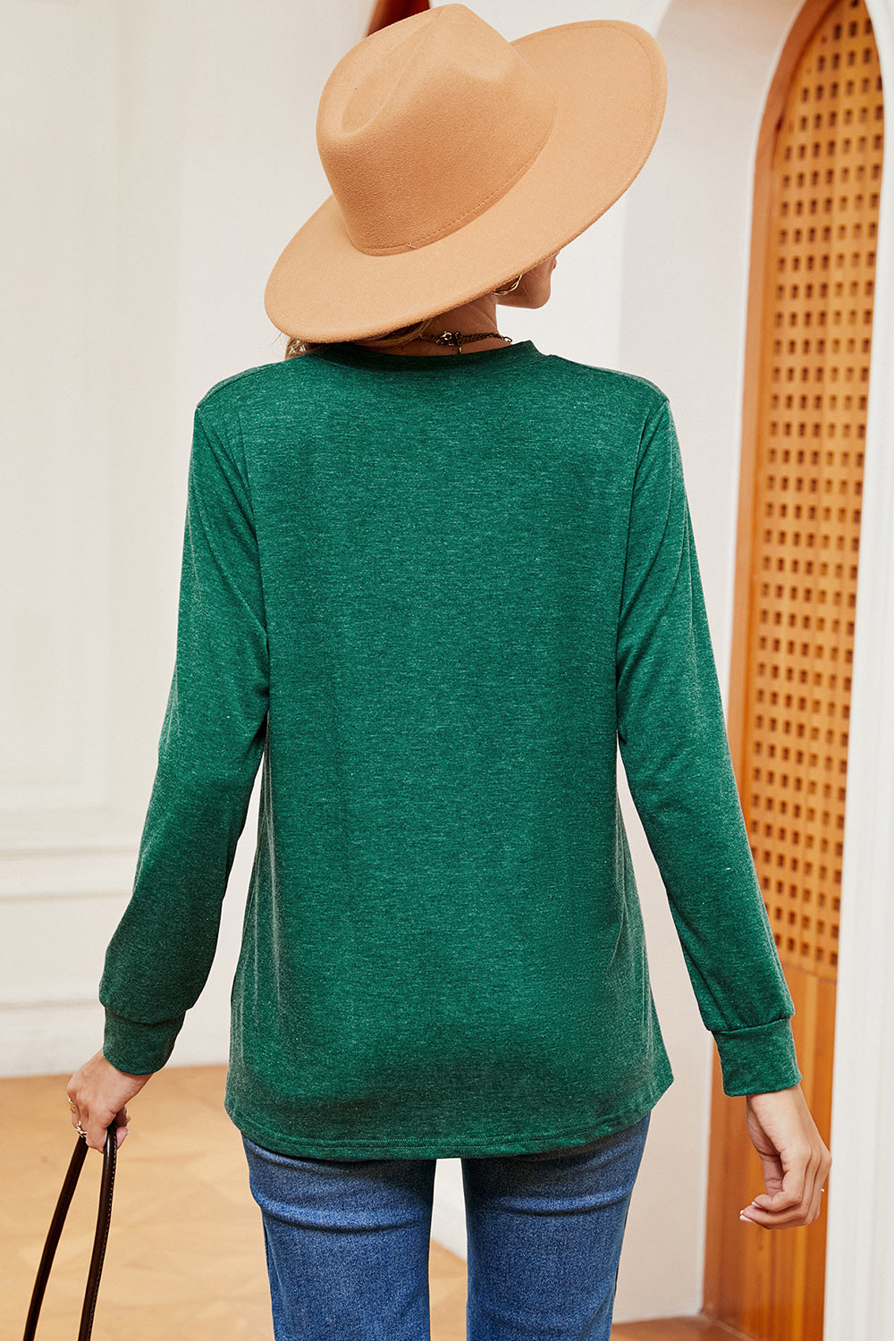 Notched Long Sleeve T-Shirt