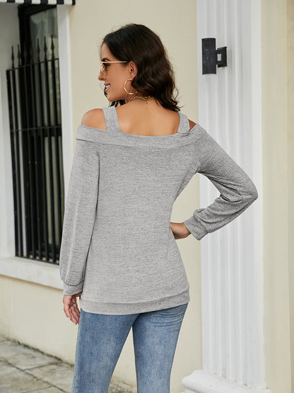 Cold Shoulder Cutout Square Neck Blouse 