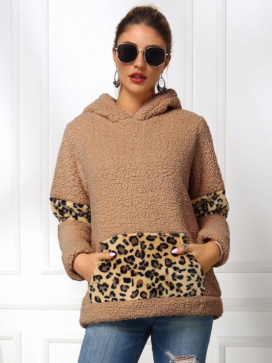 Sherpa Leopard Long Sleeve Hoodie 