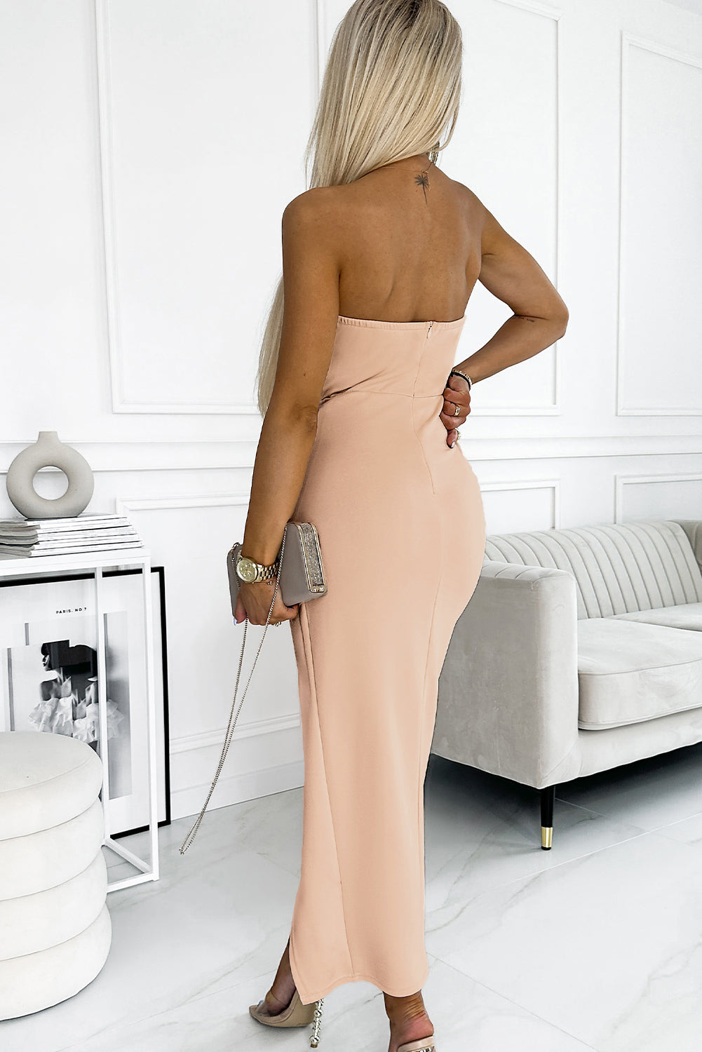 Strapless Split Bodycon Dress 