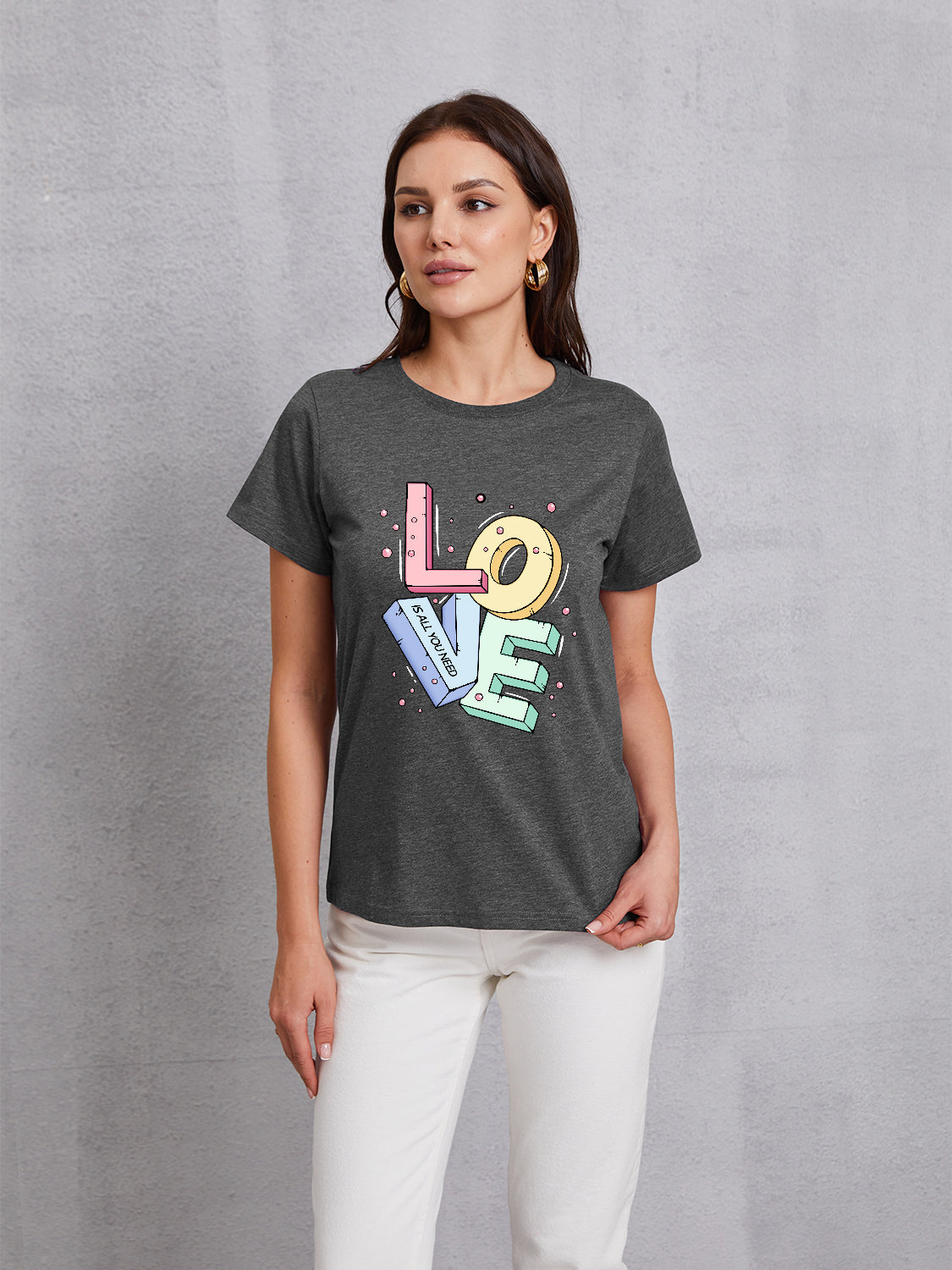 LOVE IS ALL YOU NEED Round Neck T-Shirt 