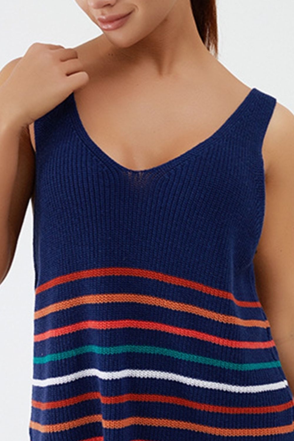 Striped V-Neck Wide Strap Tank