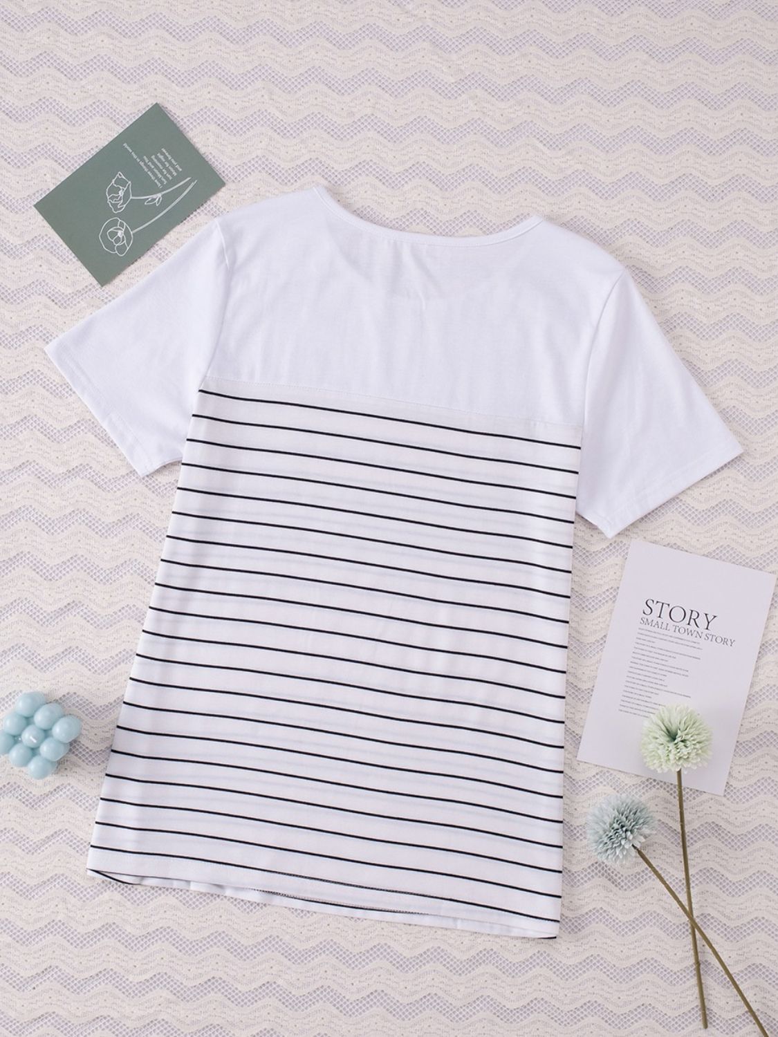 Striped Round Neck Short Sleeve T-Shirt 