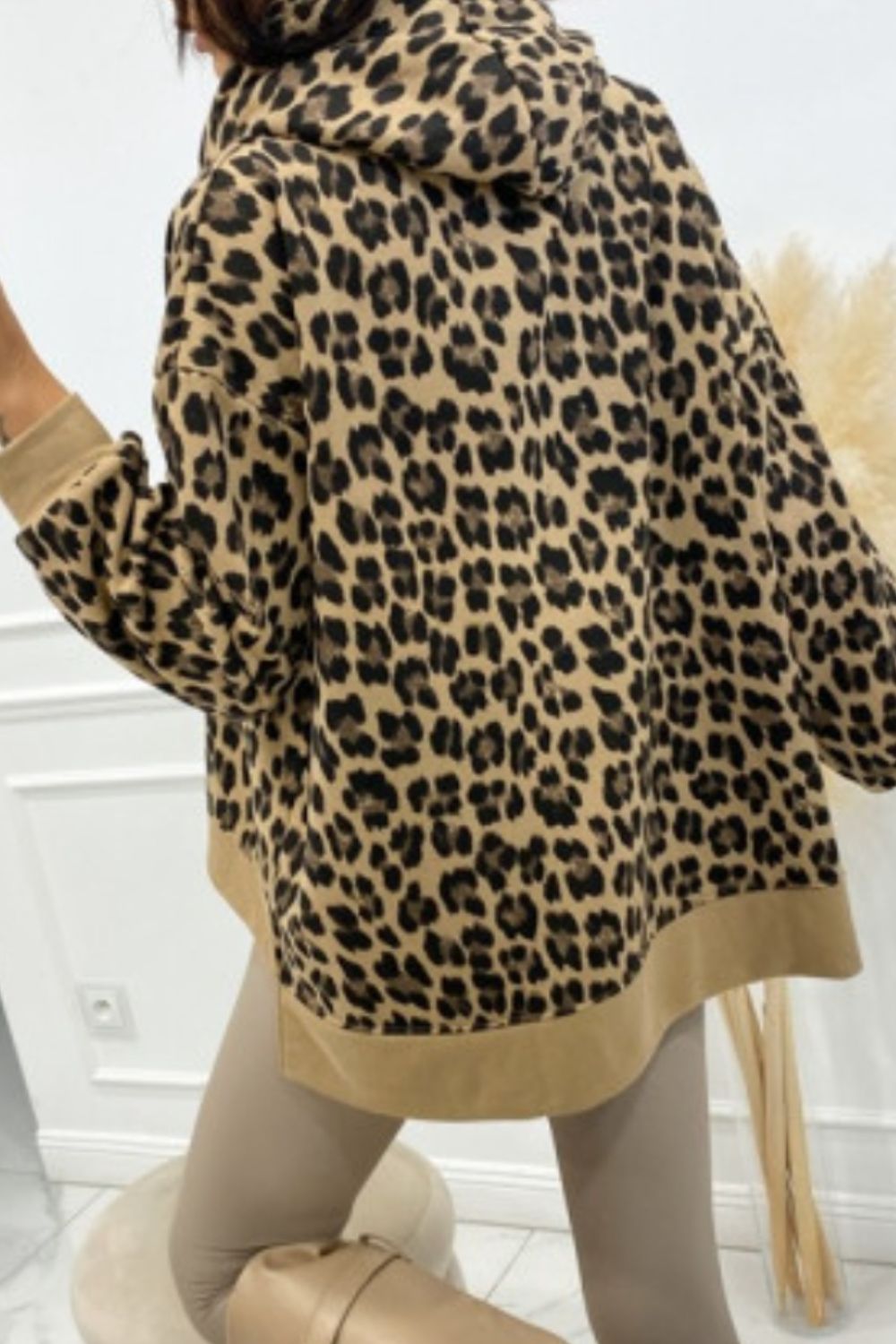 Leopard Dropped Shoulder Hoodie 