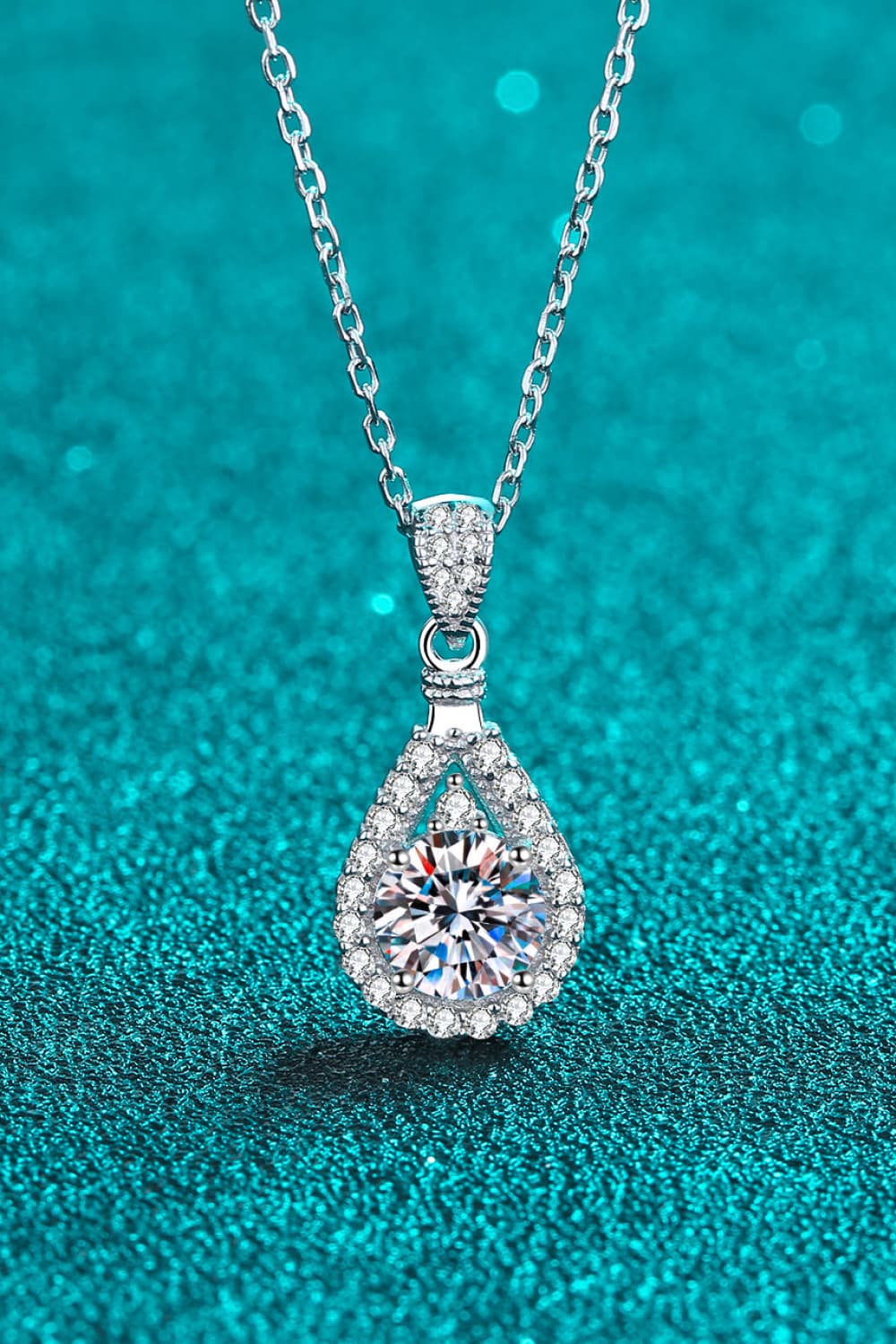 2 Carat Moissanite Teardrop Pendant 925 Sterling Silver Necklace 