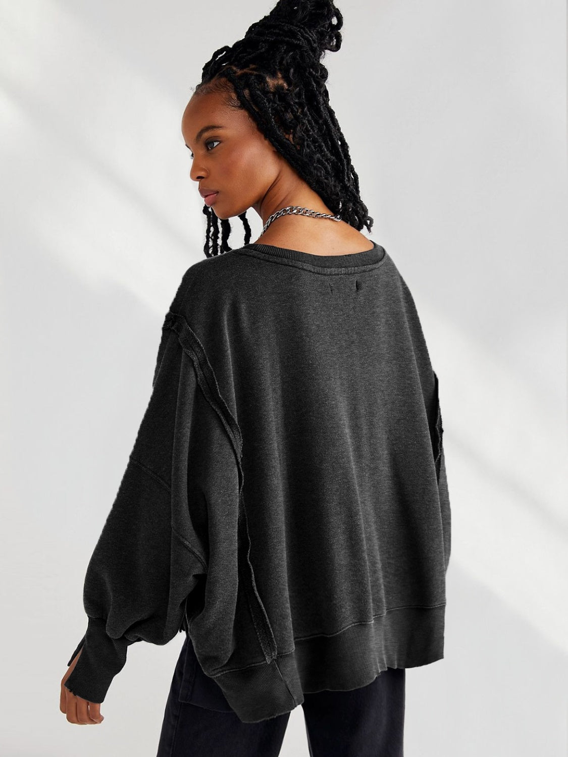 Slit Round Neck Dropped Shoulder T-Shirt 