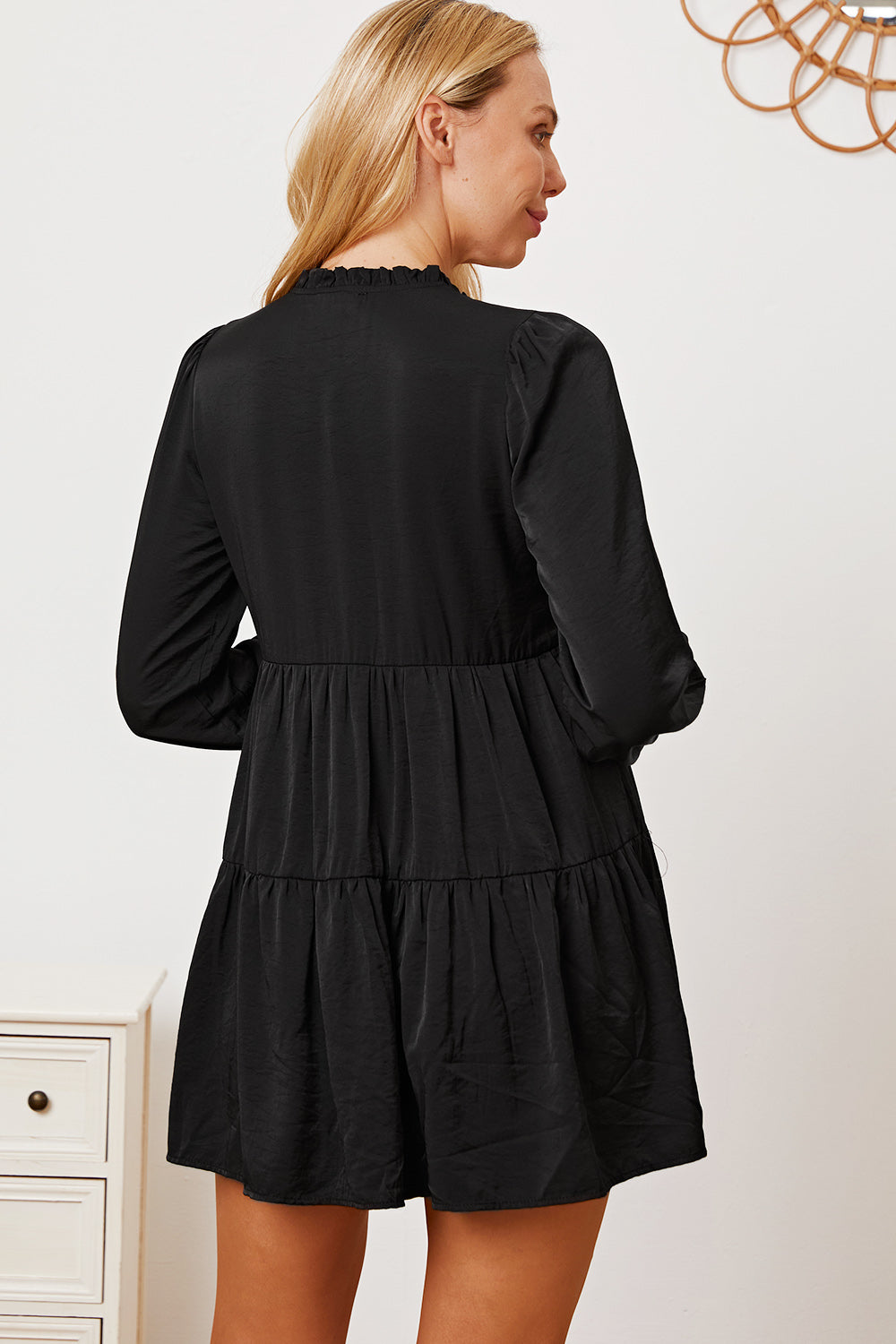 Ruffled Button Up Long Sleeve Tiered Shirt 