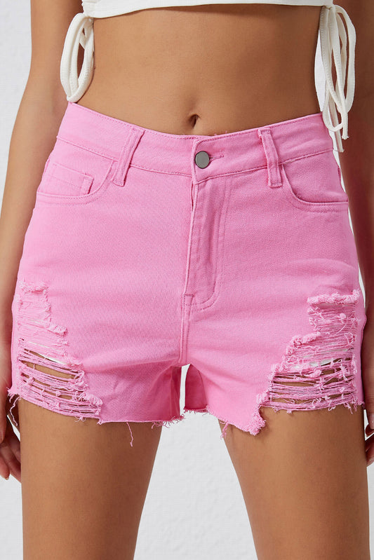 Distressed Denim Shorts - Babbazon