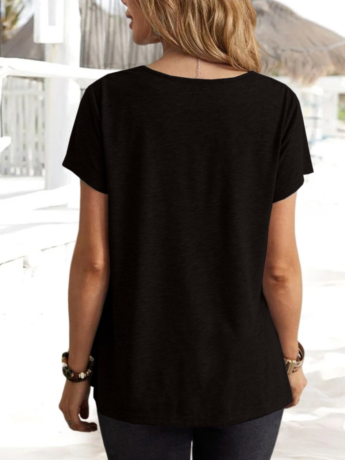 Cowl Neck Short Sleeve T-Shirt 