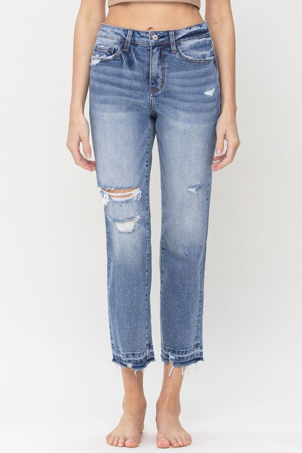 Lovervet Full Size Lena High Rise Crop Straight Jeans - Babbazon Bodysuit