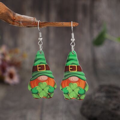 Wooden Alloy Dangle Earrings 