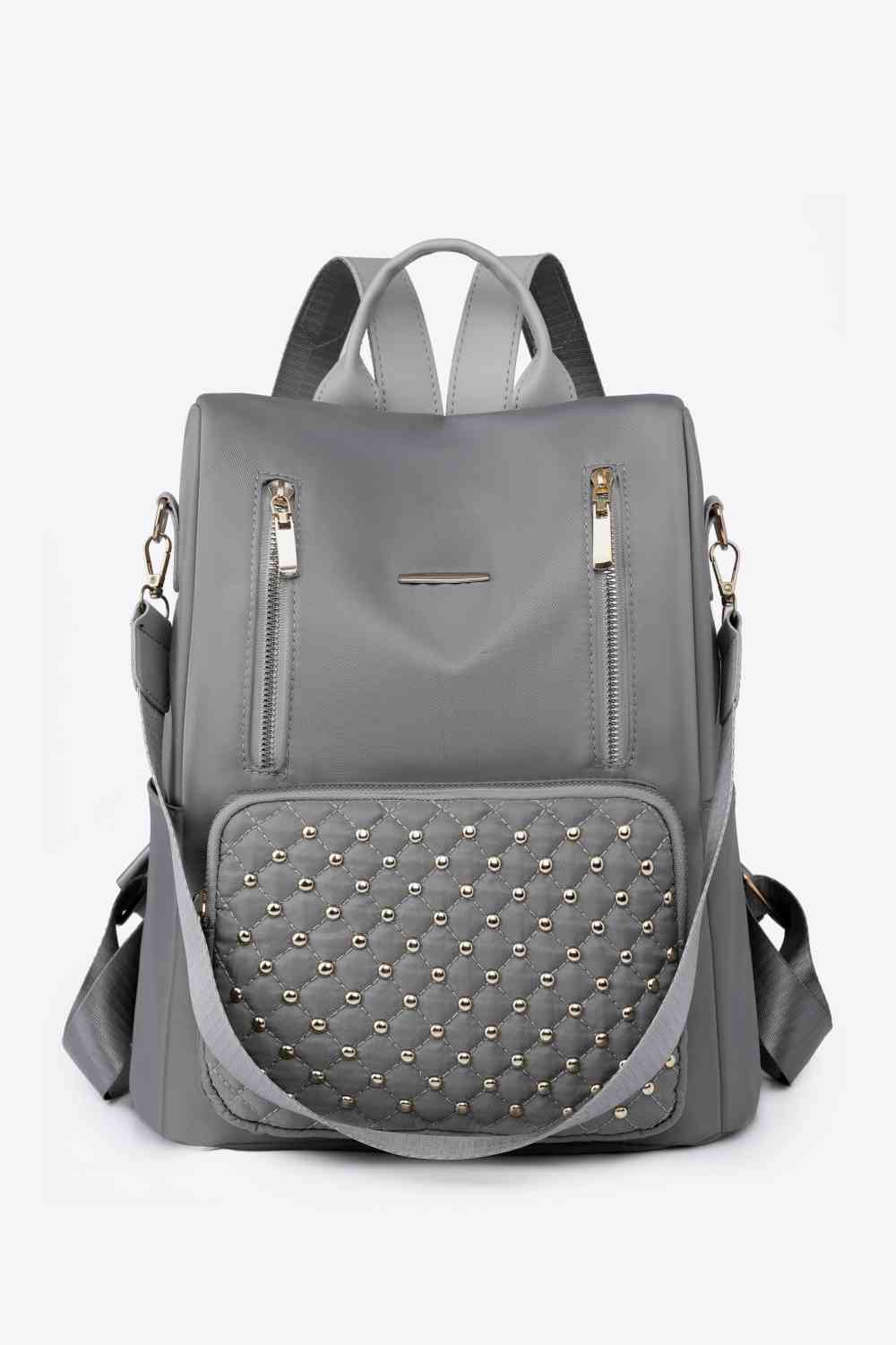 Zipper Pocket Beaded Backpack 