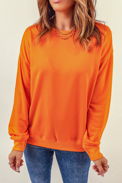 Round Neck Dropped Shoulder Sweatshirt 