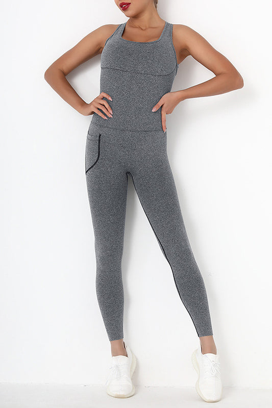 Crisscross Wide Strap Active Jumpsuit 