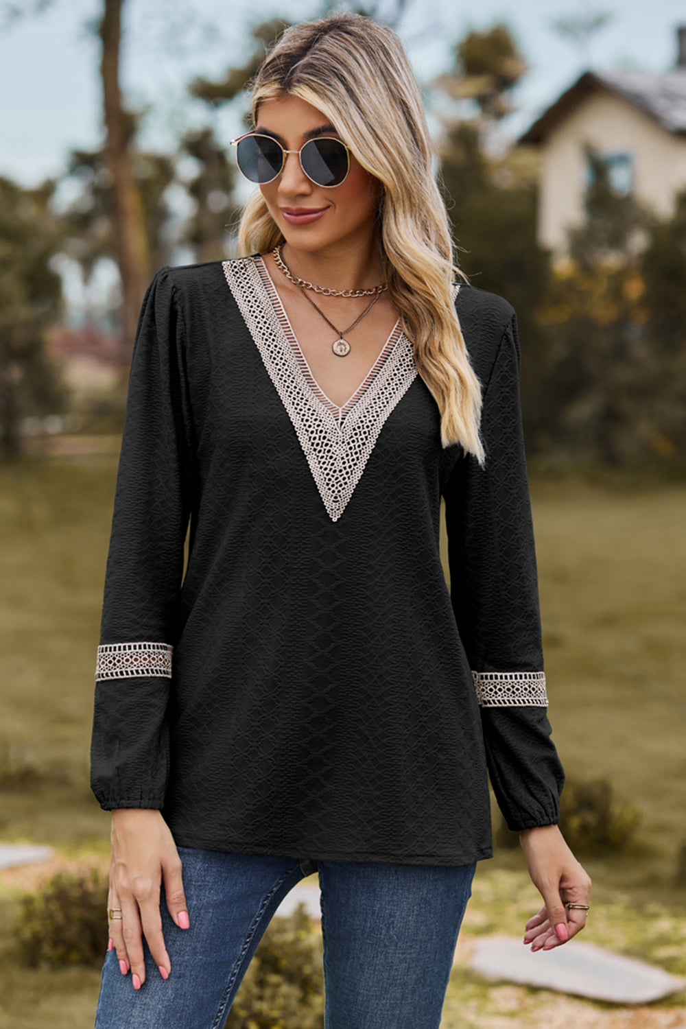 V-Neck Long Sleeve T-Shirt 