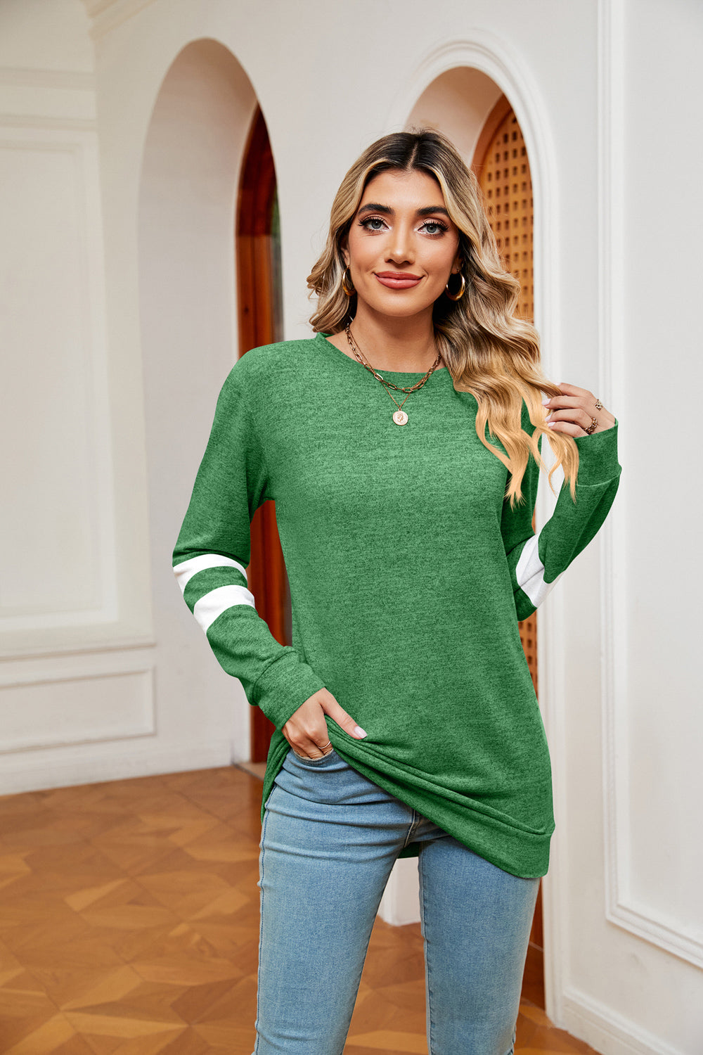 Round Neck Long Sleeve Top