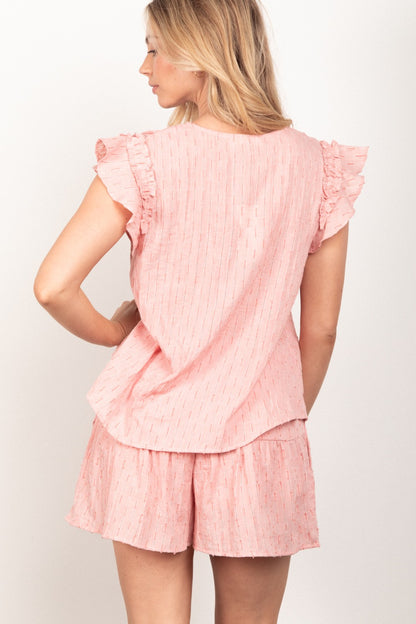 VERY J Ruffle Cap Sleeve Top & Shorts Set 