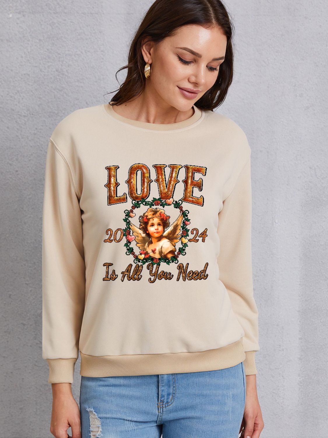 LOVE IS ALL YOU NEED Round Neck Sweatshirt 