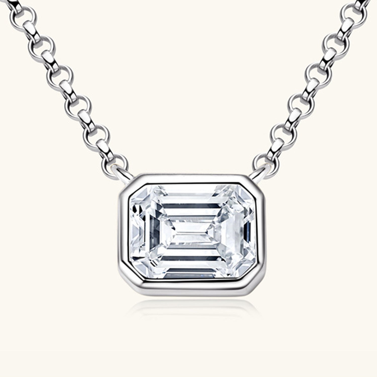 1 Carat Moissanite 925 Sterling Silver Pendant Necklace 