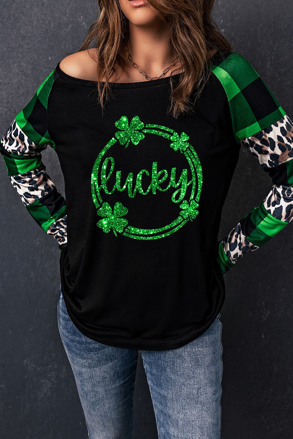 LUCKY Plaid Round Neck T-Shirt 