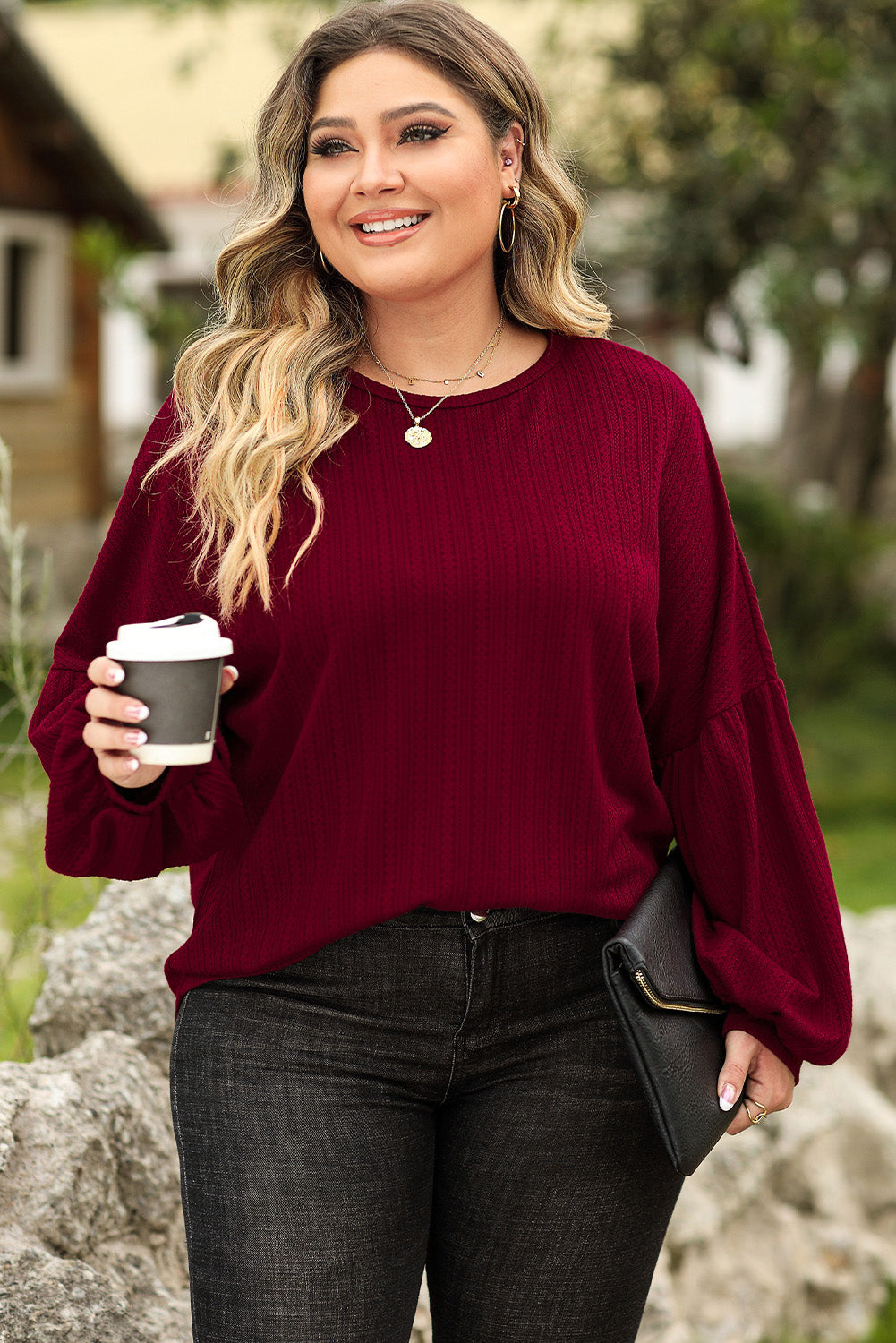 Plus Size Round Neck Dropped Shoulder T-Shirt 