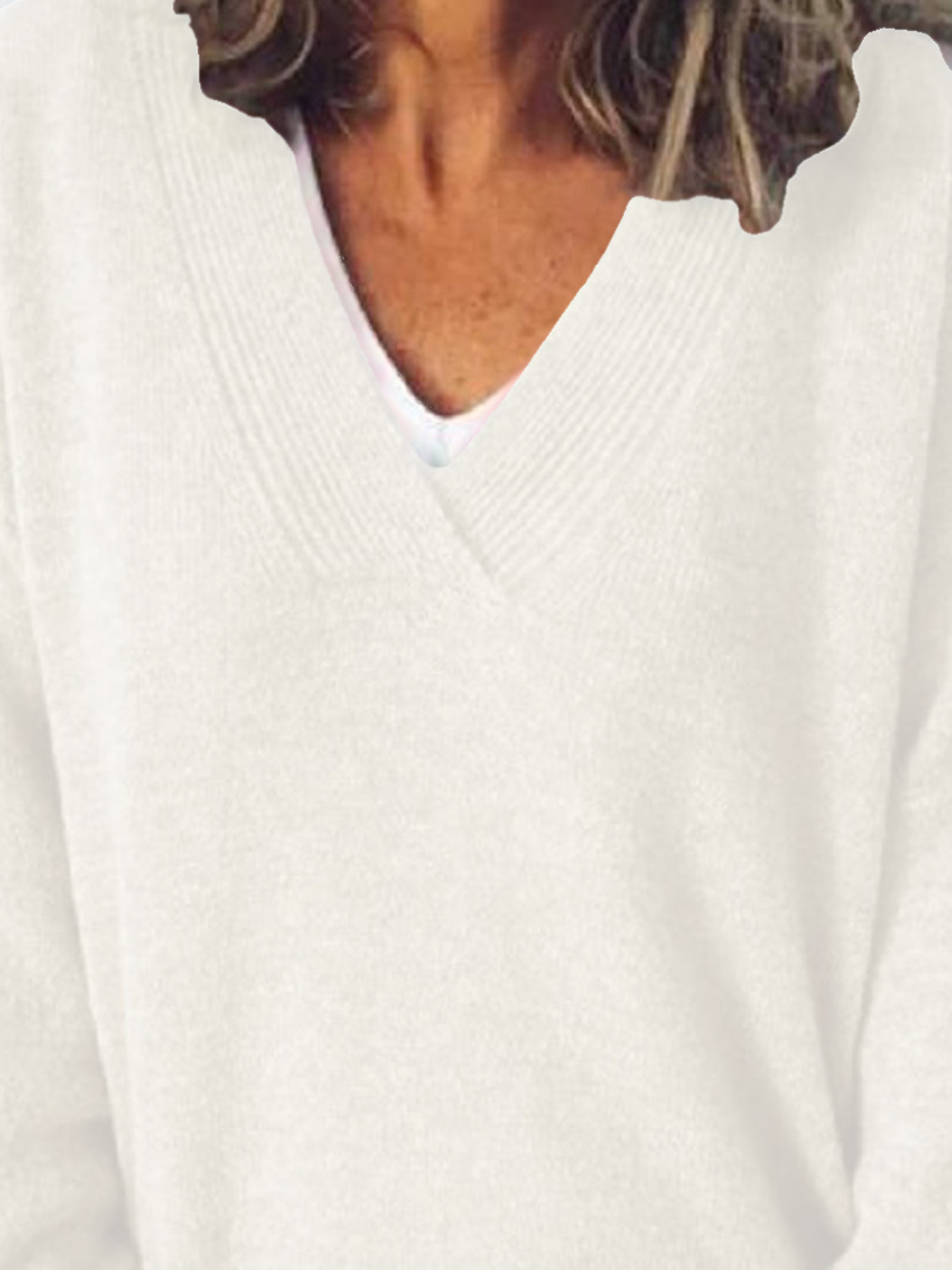 V-Neck Dropped Shoulder Sweater 