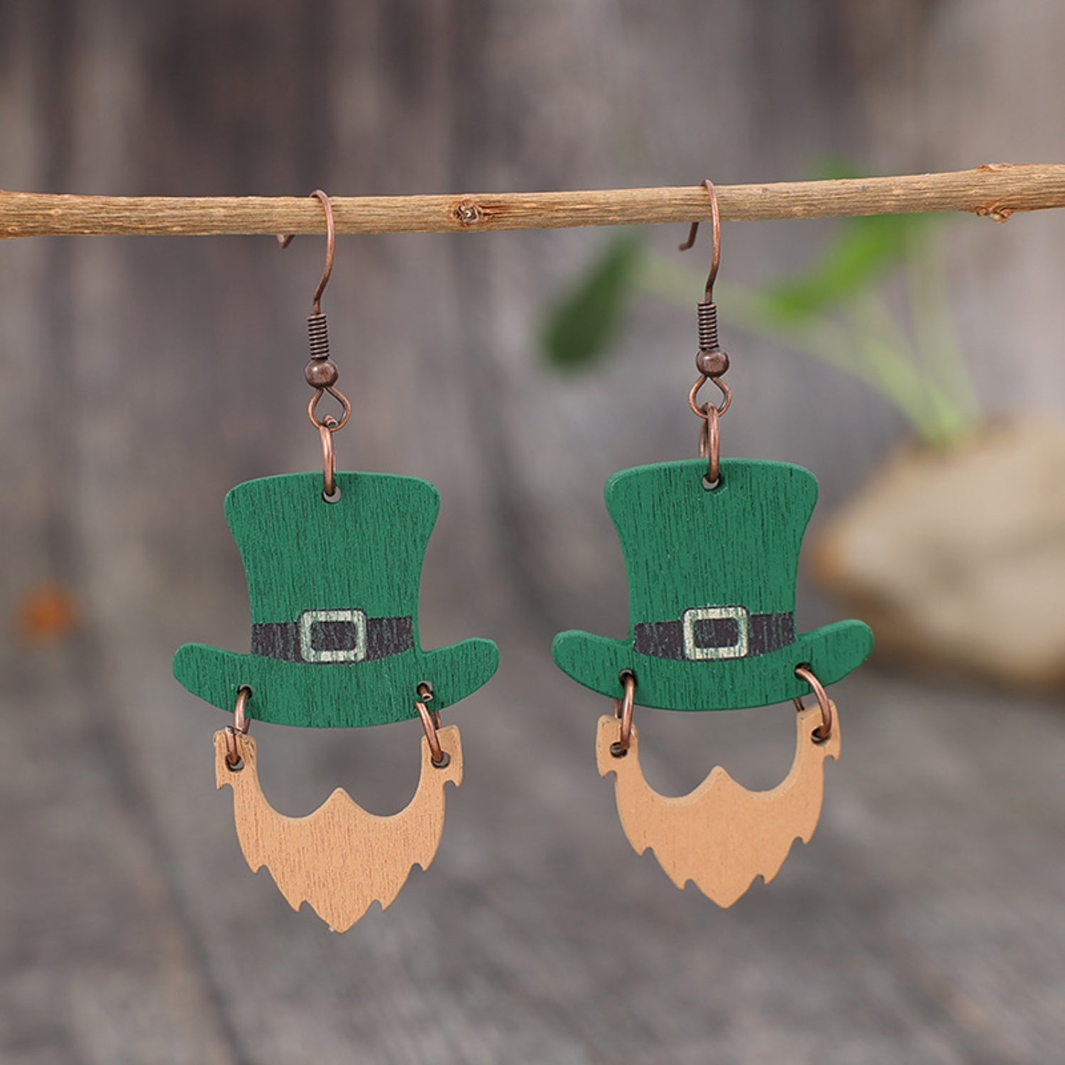 Wooden Hat Shape Dangle Earrings 