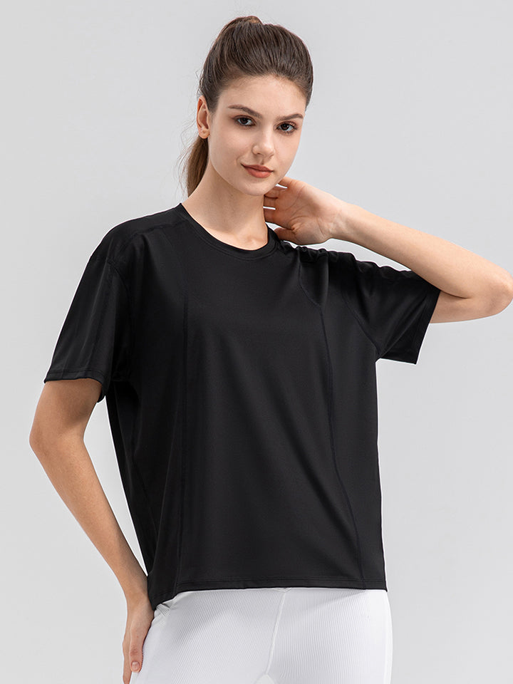 Round Neck Short Sleeve Active Top 