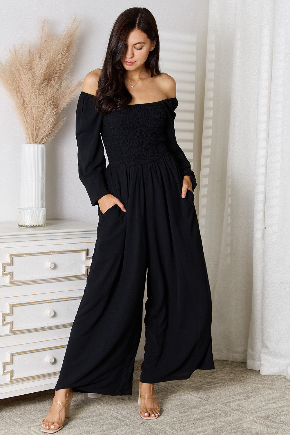 Double Take Square Neck Jumpsuit with Pockets 