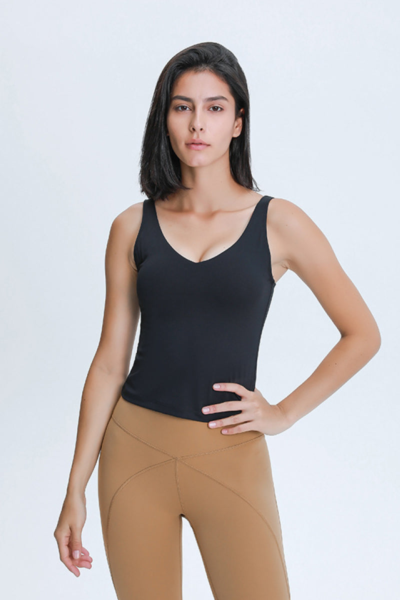 V Neck Active Tank - Babbazon Tops