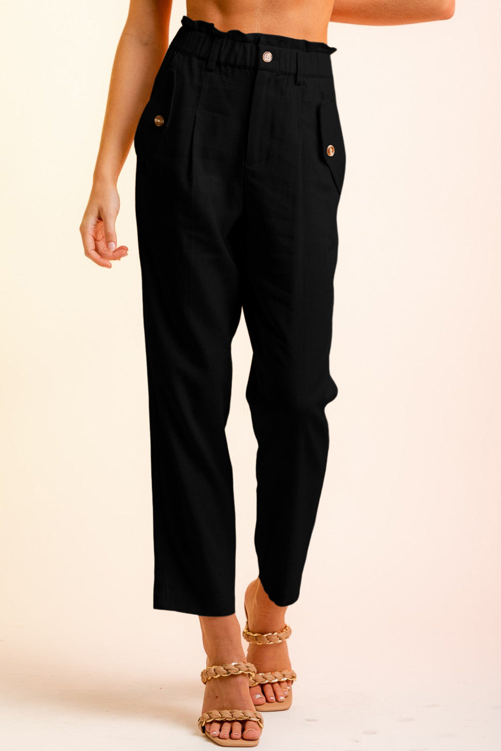 Side Button Long Pants - Babbazon