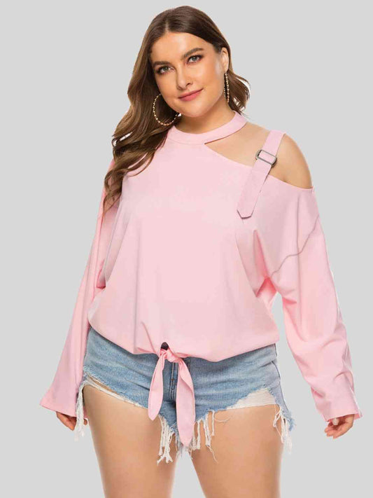 Plus Size Cold-Shoulder Tied Top 