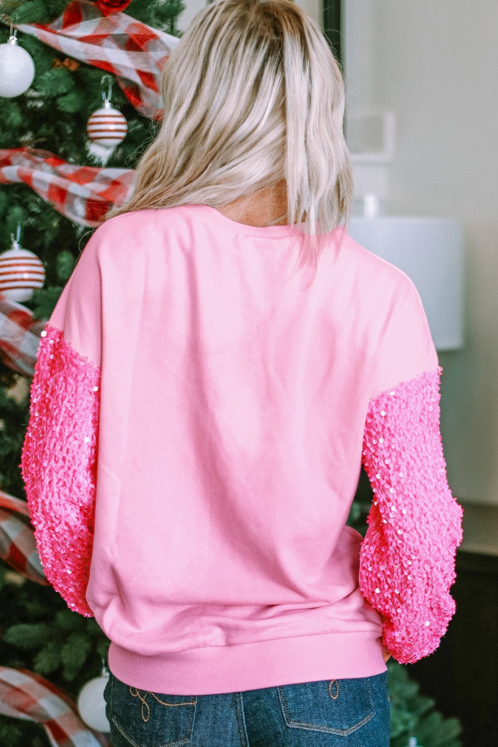 LOVE Sequin Dropped Shoulder Sweatshirt 