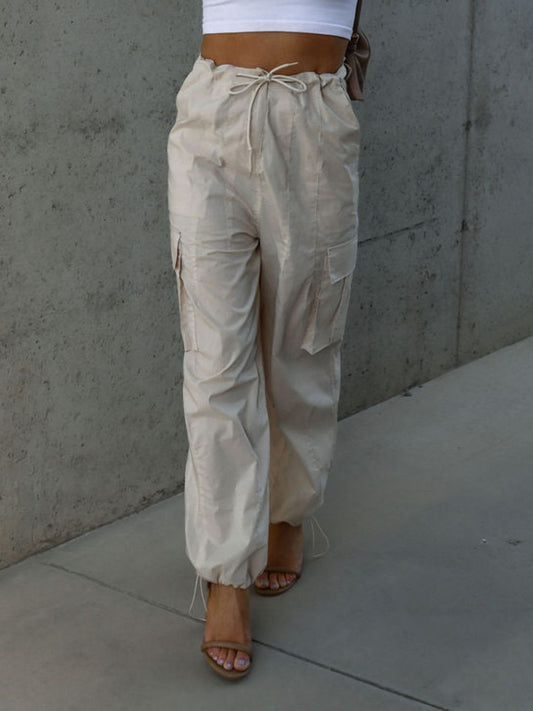 Drawstring Pants with Pockets 