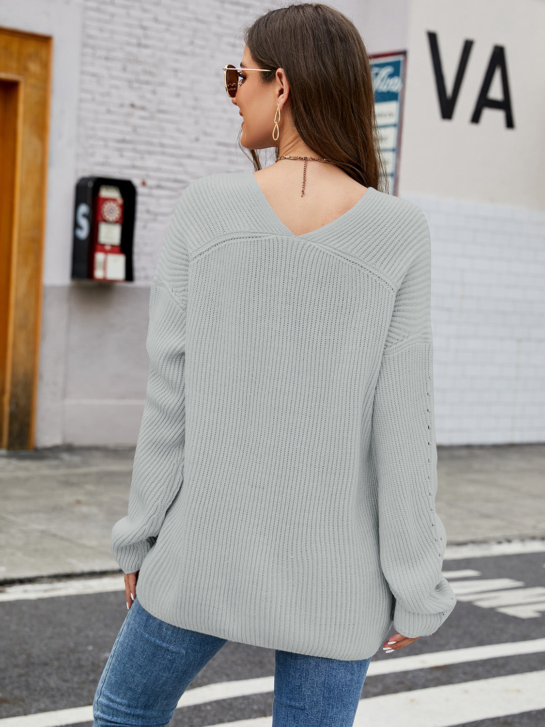 V-Neck Rib-Knit Top 