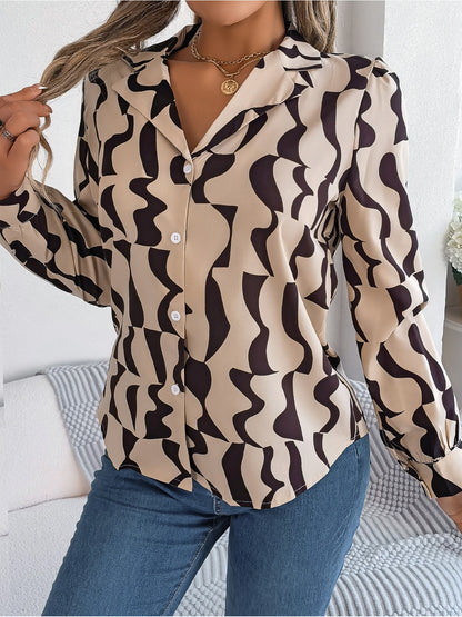 Printed Button Up Long Sleeve Shirt