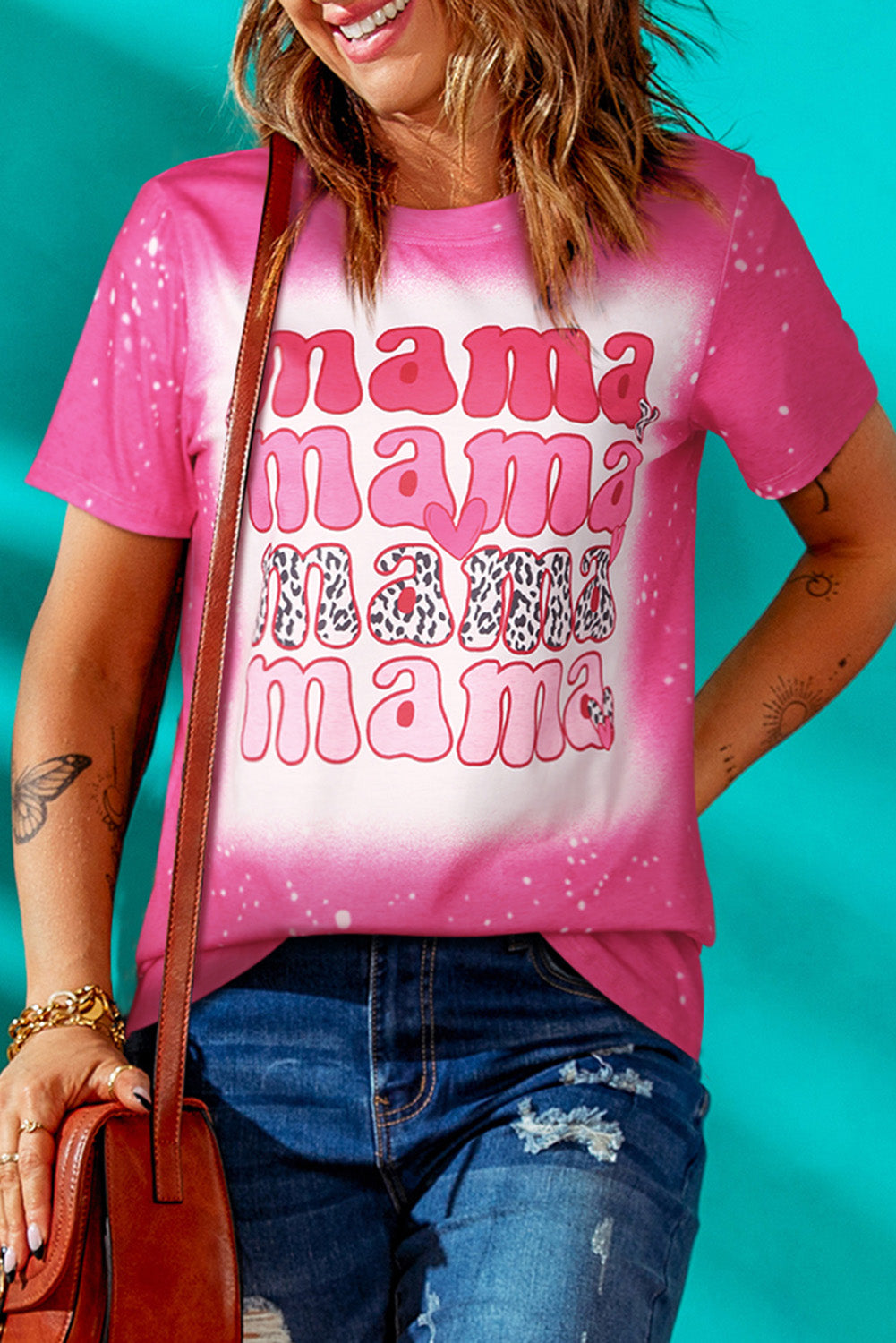 MAMA Round Neck Short Sleeve T-Shirt 