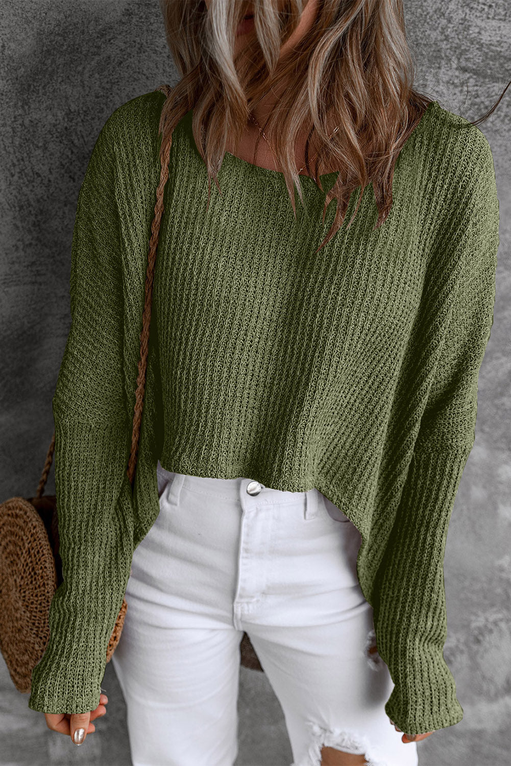 Round Neck High-Low Sweater 