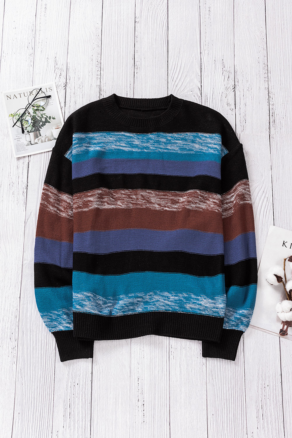 Cozy For Keeps Color Block Drop Shoulder Sweater 