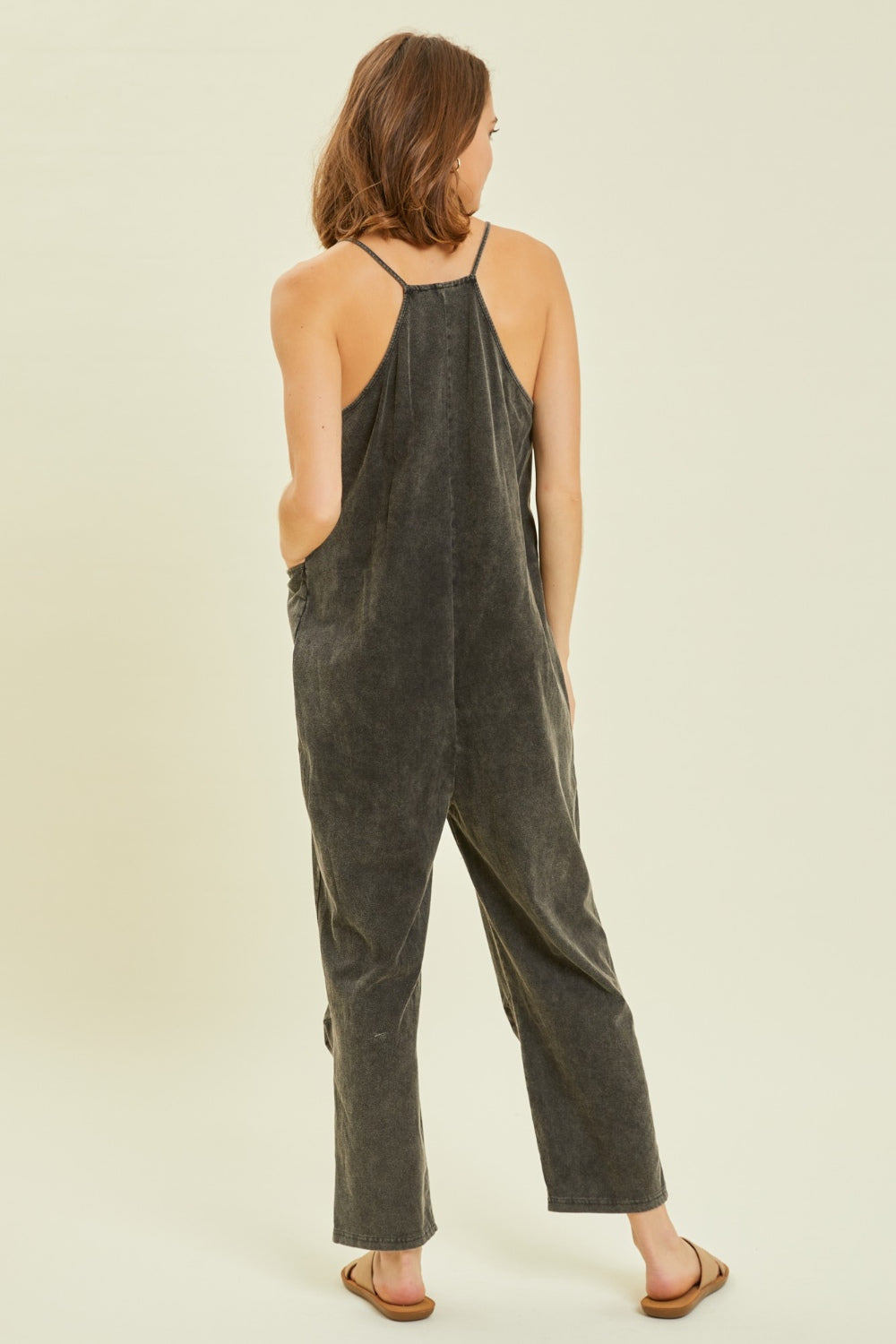 HEYSON Full Size Mineral-Washed Oversized Jumpsuit with Pockets 