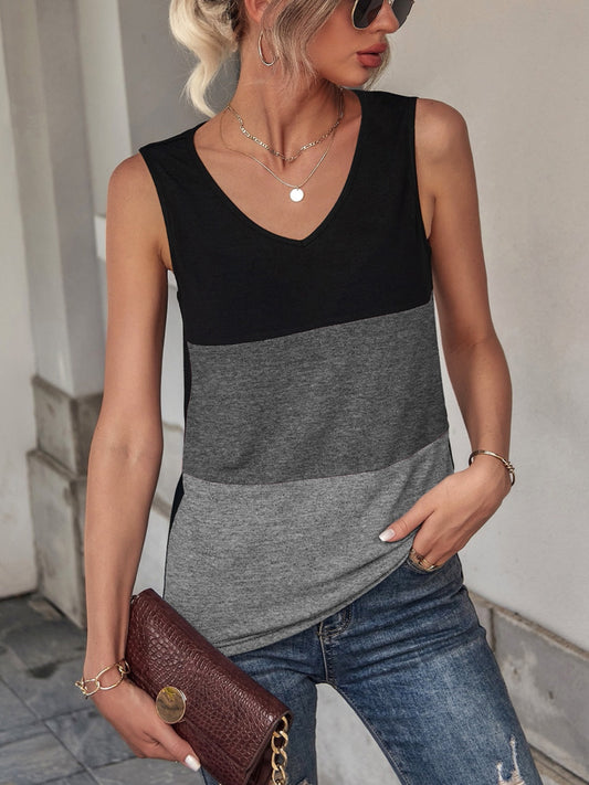 Color Block Wide Strap Tank 