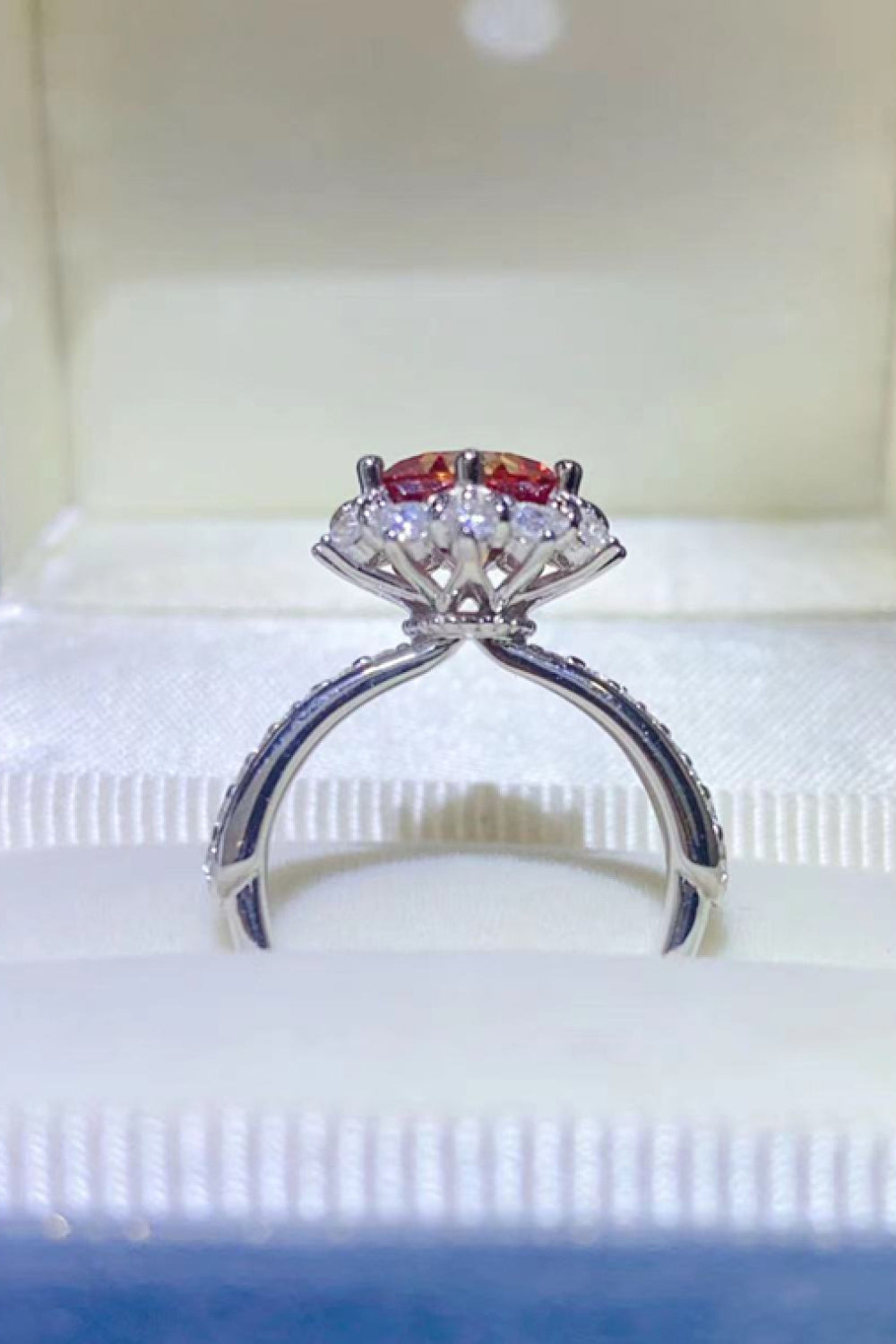 2 Carat Moissanite 925 Sterling Silver Halo Ring 