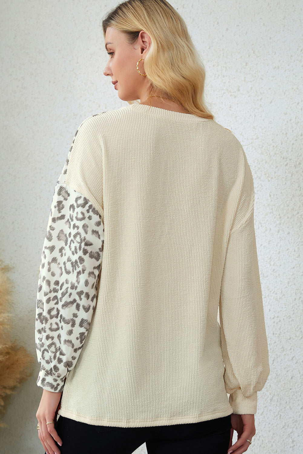 Leopard Patchwork Long Sleeve Top 