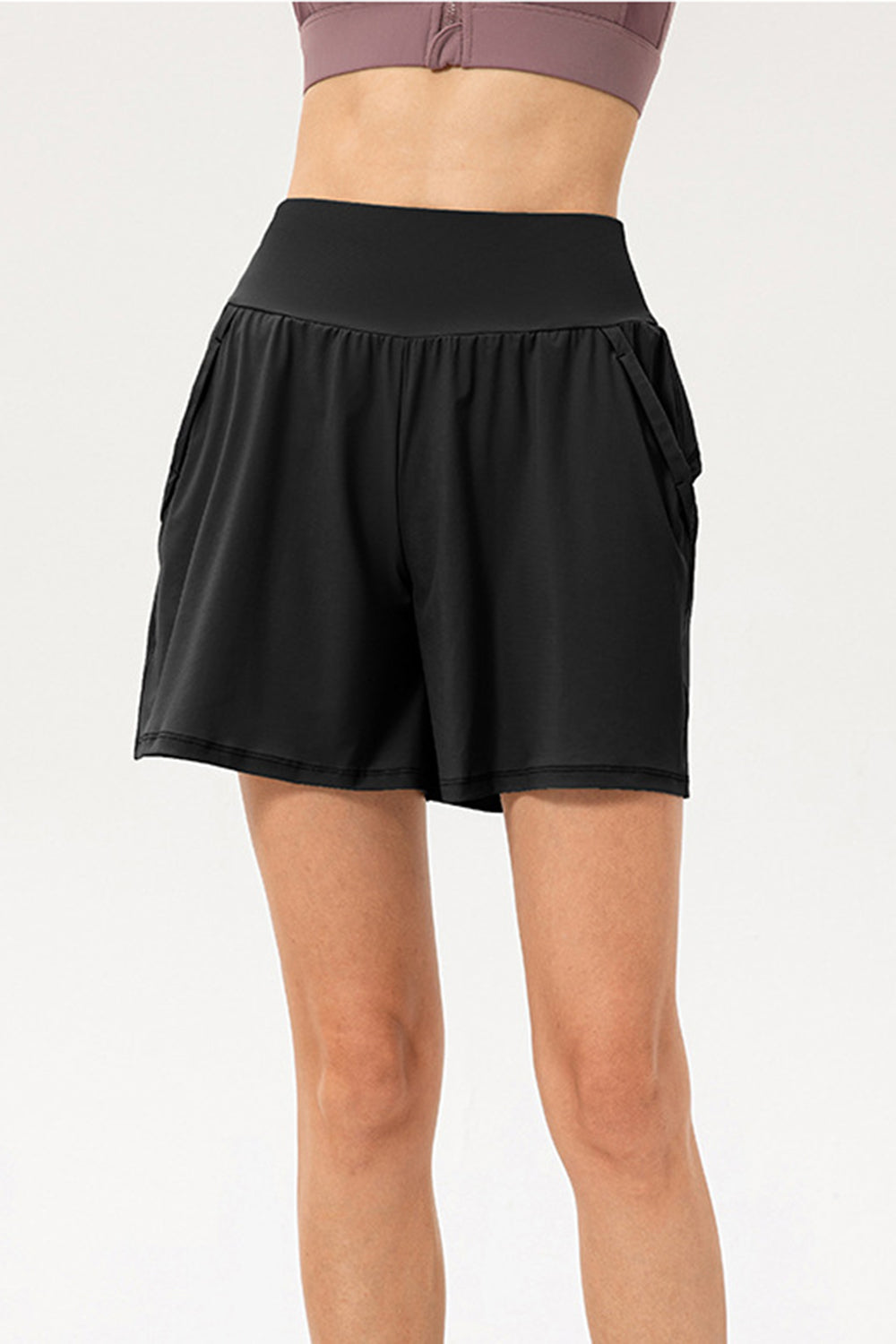 Pocketed Elastic Waist Active Shorts - Babbazon