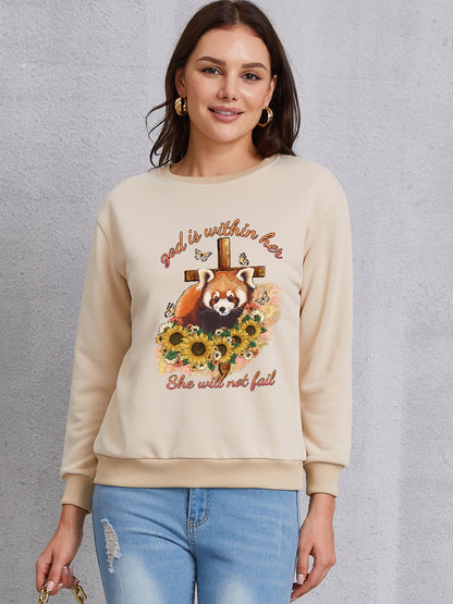 Graphic Round Neck Long Sleeve Sweatshirt 