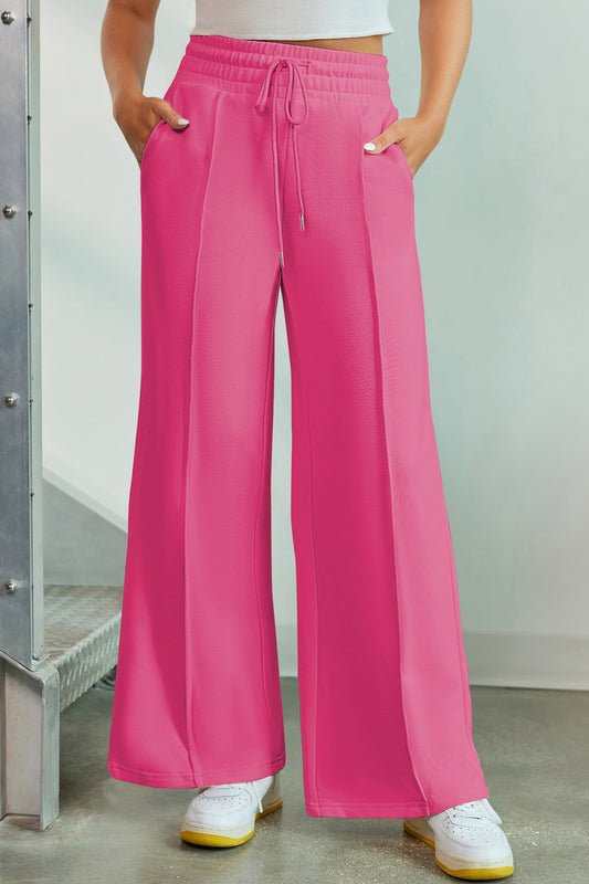 Drawstring Wide Leg Pants with Pockets 