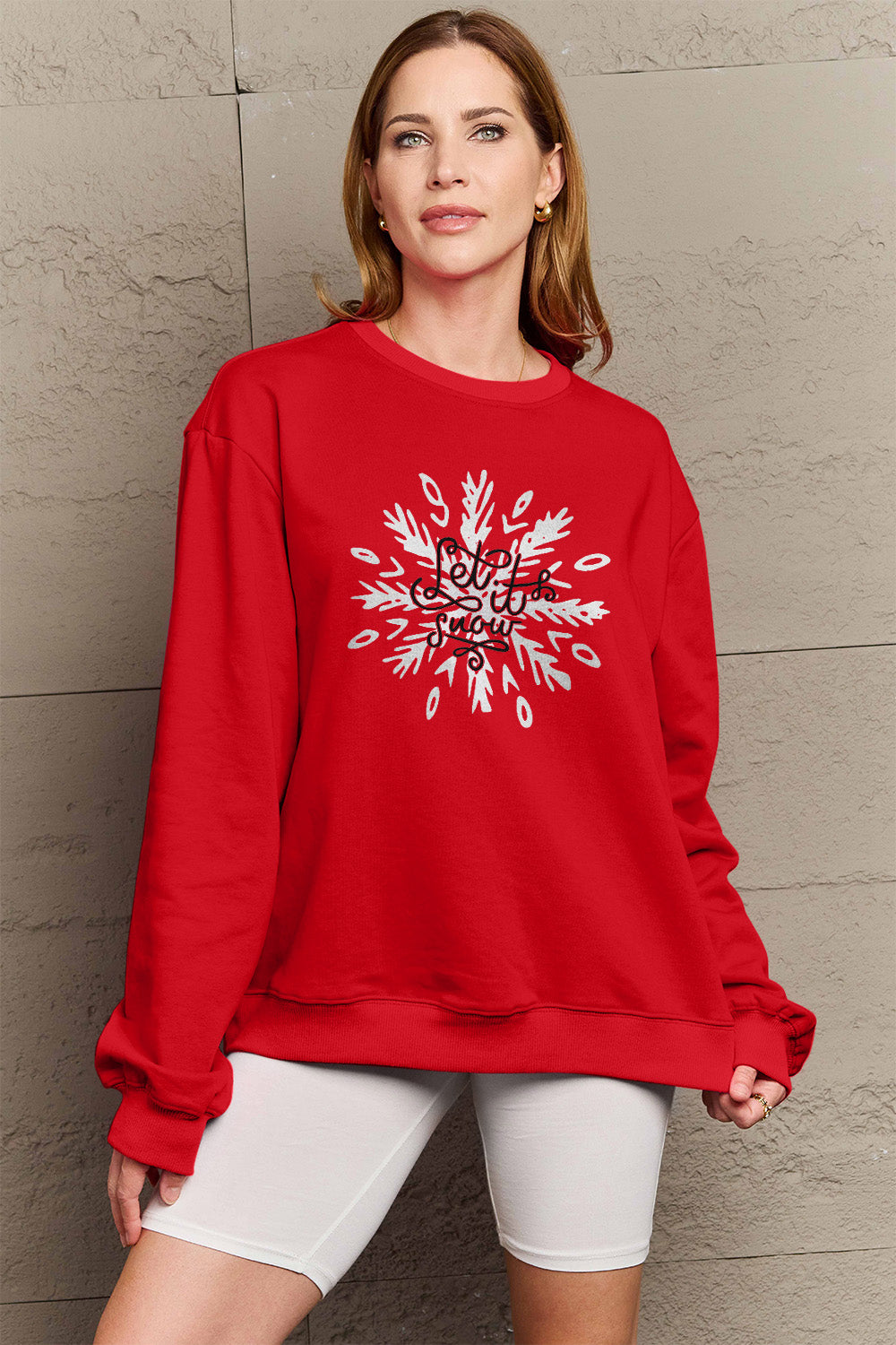 Simply Love Full Size LET IT SNOW Long Sleeve Sweatshirt 