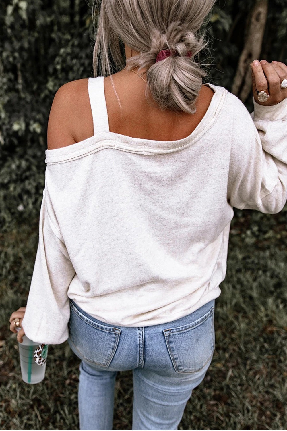 THANKSGIVING Asymmetrical Neck Long Sleeve Top 