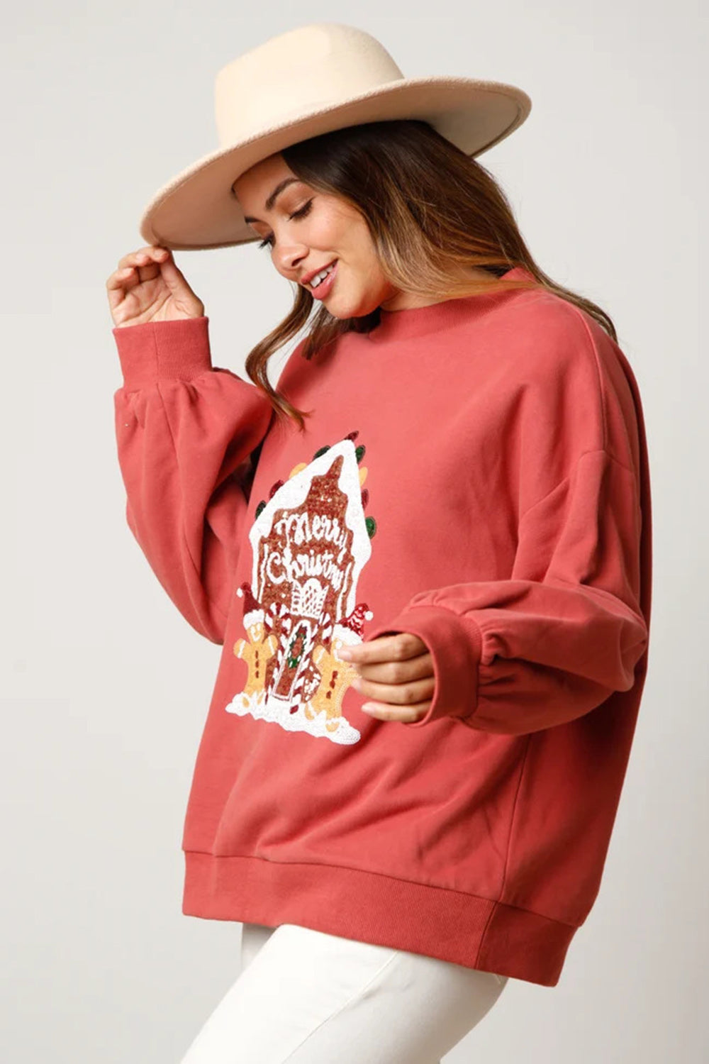 Sequin Graphic Dropped Shoulder Sweatshirt 